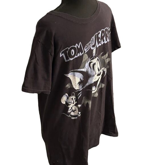 TOM and JERRY Weathered Look CARTOON Graphic Shirt Men’s Medium Black T-Shirt - Picture 2 of 7